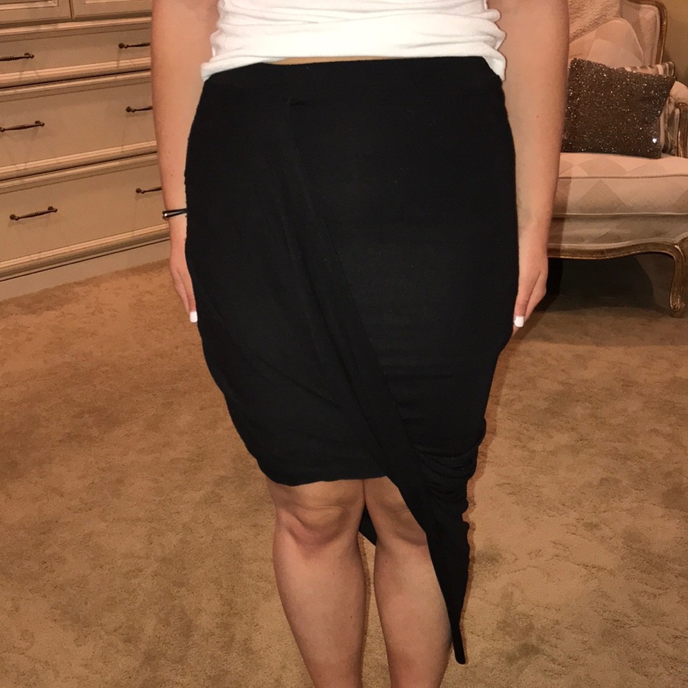 Wrap front midi skirt